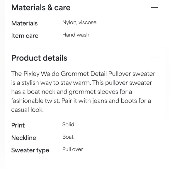 Magnolia Grace, Waldo Grommet Detail Pullover, Black, Size Large - Picture 6 of 6